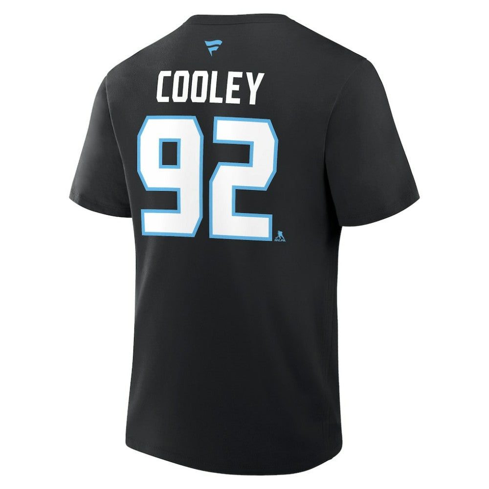 Logan Cooley Utah Mammoth Fanatics Authentic Stack Name & Number T-Shirt - Black T-shirts