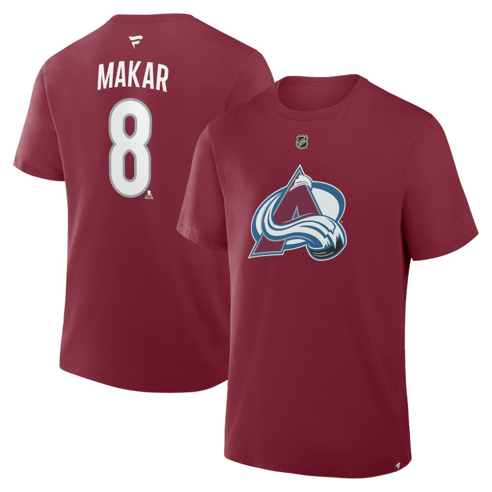 Cale Makar Colorado Avalanche Fanatics Authentic Stack Name & Number T-Shirt - Burgundy T-shirts