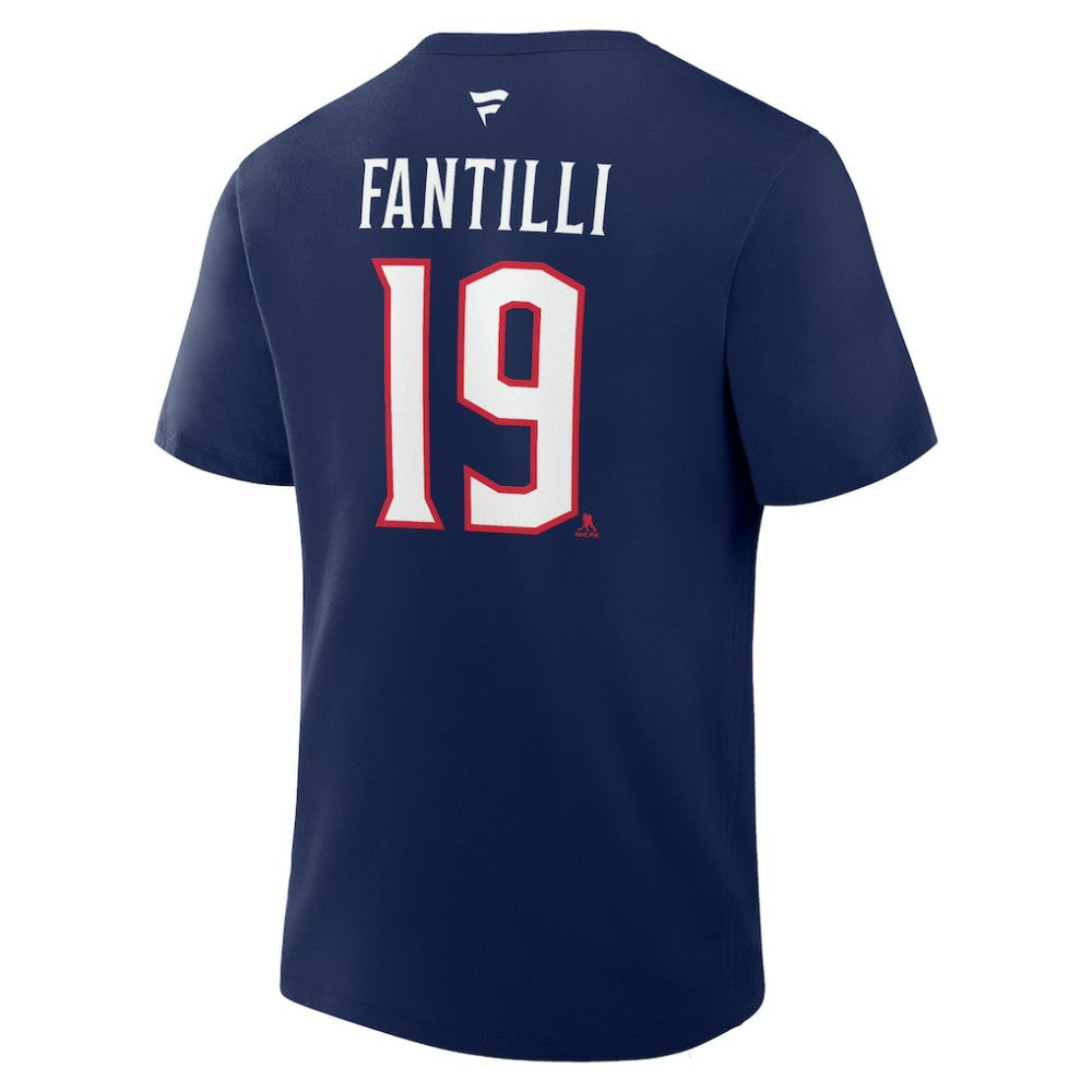 Adam Fantilli Columbus Blue Jackets Fanatics Authentic Stack Name & Number T-Shirt - Navy T-shirts