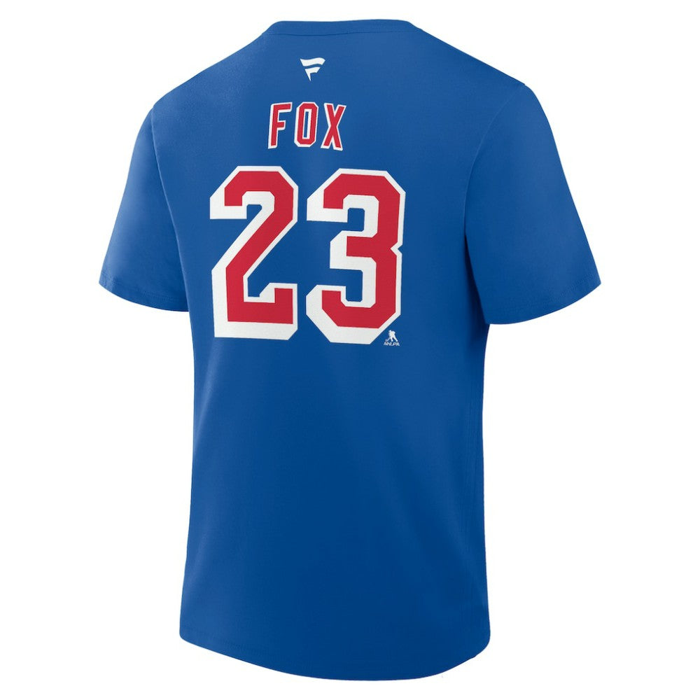 Adam Fox New York Rangers Fanatics Authentic Stack Name & Number T-Shirt - Blue T-shirts