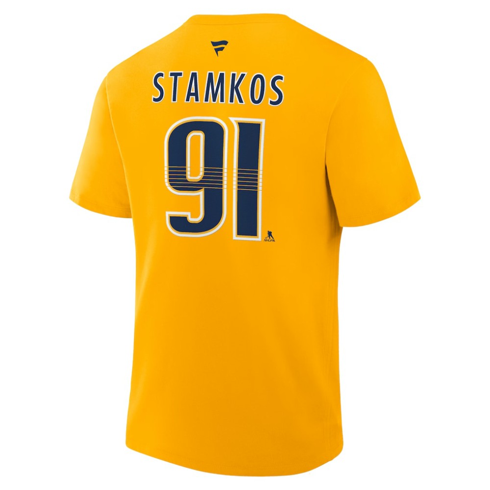 Steven Stamkos Nashville Predators Fanatics Authentic Stack Name & Number T-Shirt - Gold T-shirts