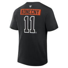 Travis Konecny Philadelphia Flyers Fanatics Authentic Stack Name & Number T-Shirt - Black T-shirts