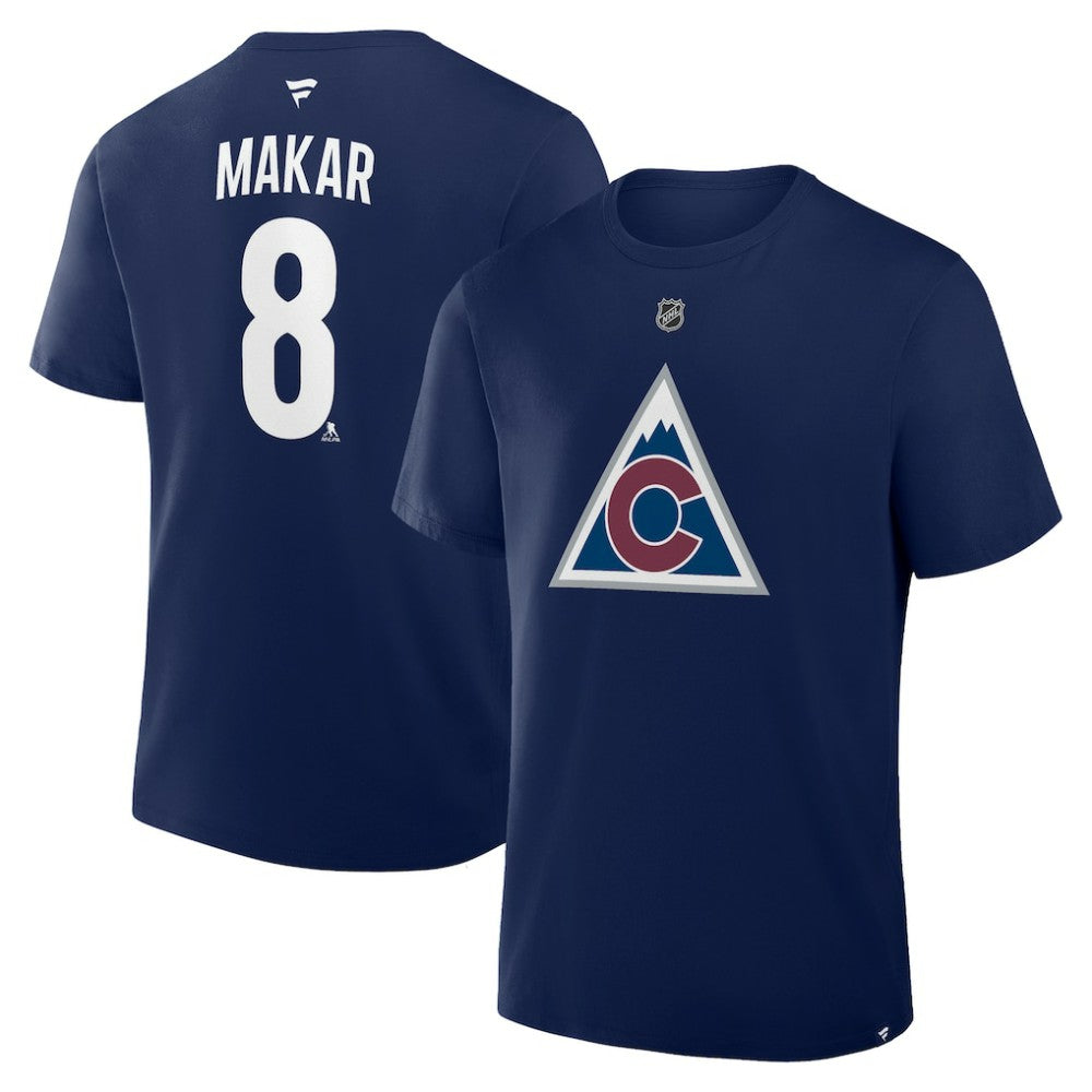 Cale Makar Colorado Avalanche Fanatics Authentic Stack Name & Number T-Shirt - Navy T-shirts