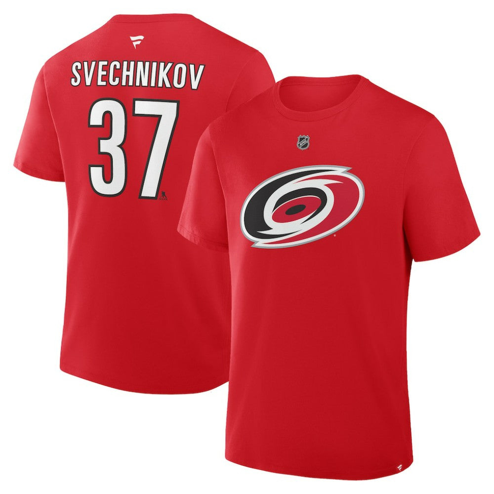 Andrei Svechnikov Carolina Hurricanes Fanatics Authentic Stack Name & Number T-Shirt - Red T-shirts