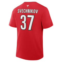 Andrei Svechnikov Carolina Hurricanes Fanatics Authentic Stack Name & Number T-Shirt - Red T-shirts