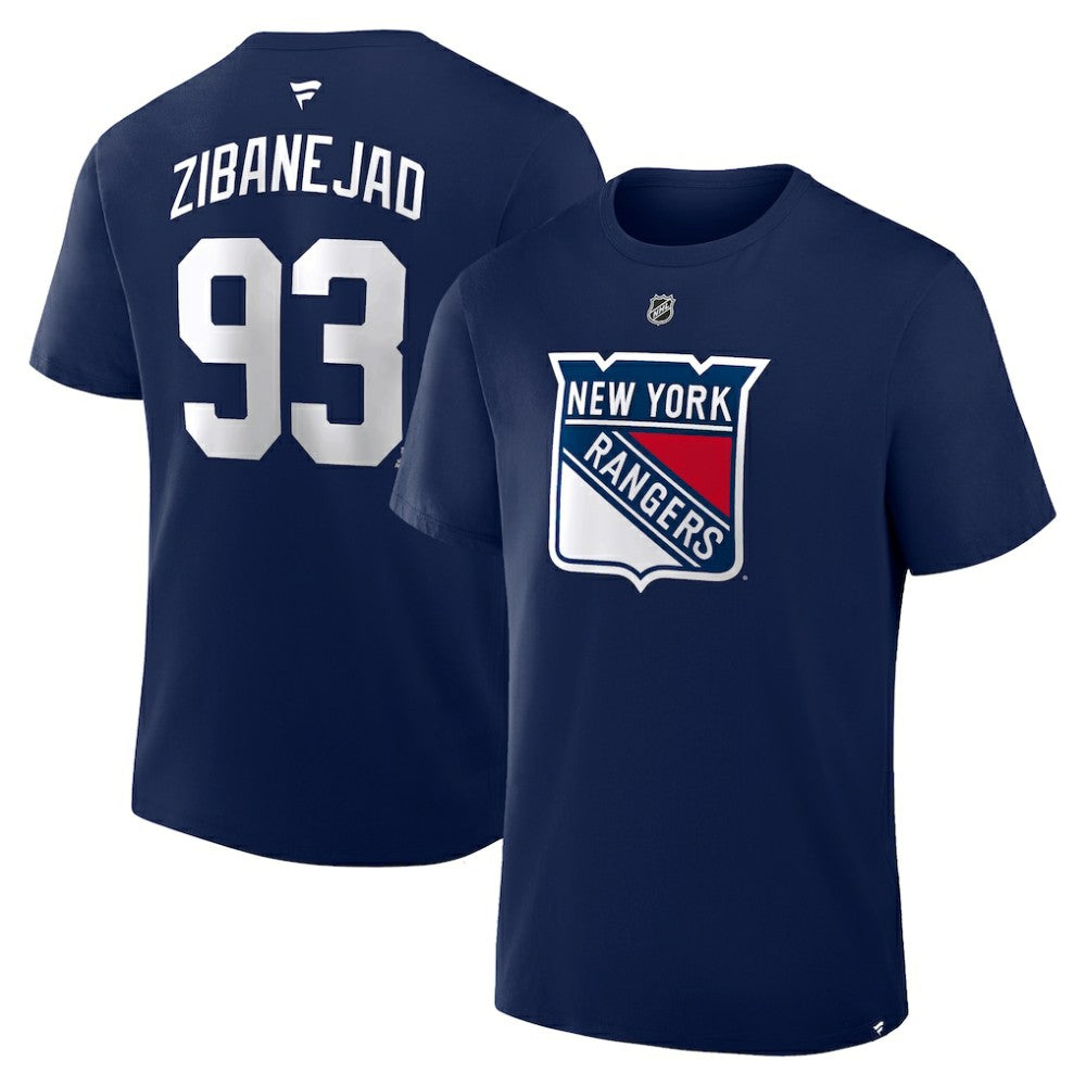 Mika Zibanejad New York Rangers Fanatics Authentic Stack Name & Number T-Shirt - Navy T-shirts