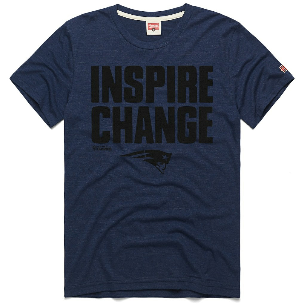 New England Patriots Homage Unisex 2024 Inspire Change Tri-Blend T-Shirt - Navy on sale