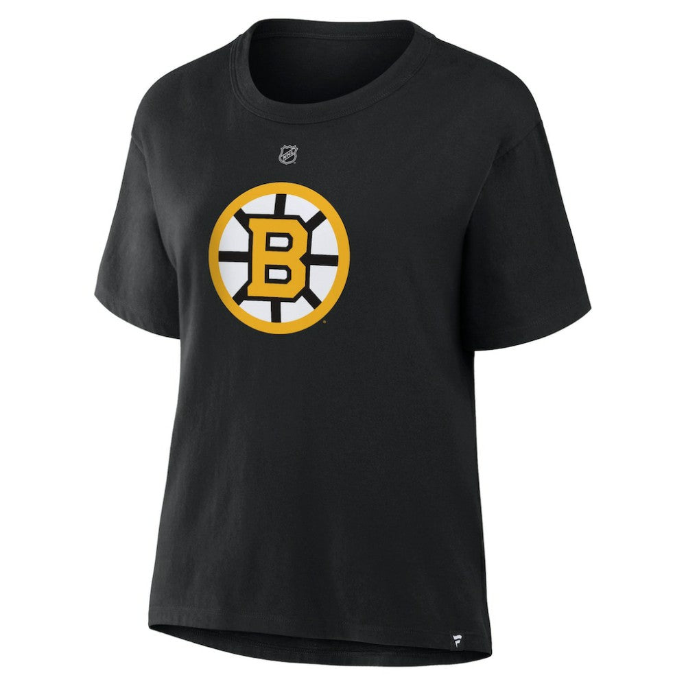 Jeremy Swayman Boston Bruins Fanatics Women's Authentic Stack Name & Number T-Shirt - Black T-shirts