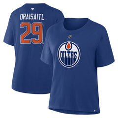 Leon Draisaitl Edmonton Oilers Fanatics Women's Authentic Stack Name & Number T-Shirt - Royal T-shirts