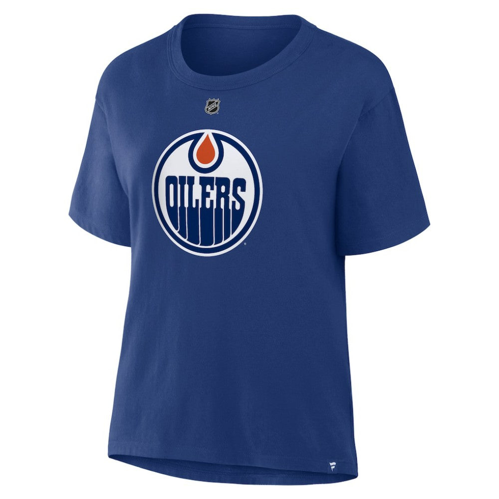 Leon Draisaitl Edmonton Oilers Fanatics Women's Authentic Stack Name & Number T-Shirt - Royal T-shirts