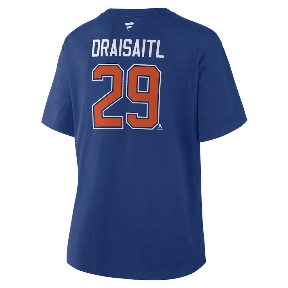 Leon Draisaitl Edmonton Oilers Fanatics Women's Authentic Stack Name & Number T-Shirt - Royal T-shirts