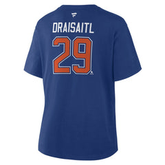 Leon Draisaitl Edmonton Oilers Fanatics Women's Authentic Stack Name & Number T-Shirt - Royal T-shirts