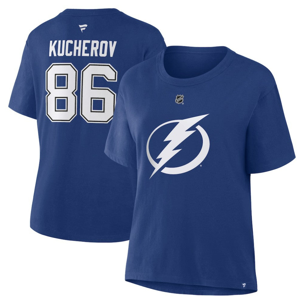 Nikita Kucherov Tampa Bay Lightning Fanatics Women's Authentic Stack Name & Number T-Shirt - Blue T-shirts