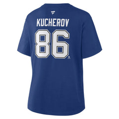 Nikita Kucherov Tampa Bay Lightning Fanatics Women's Authentic Stack Name & Number T-Shirt - Blue T-shirts