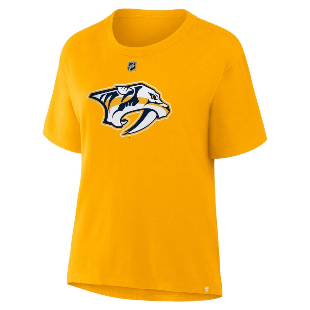 Filip Forsberg Nashville Predators Fanatics Women's Authentic Stack Name & Number T-Shirt - Gold T-shirts