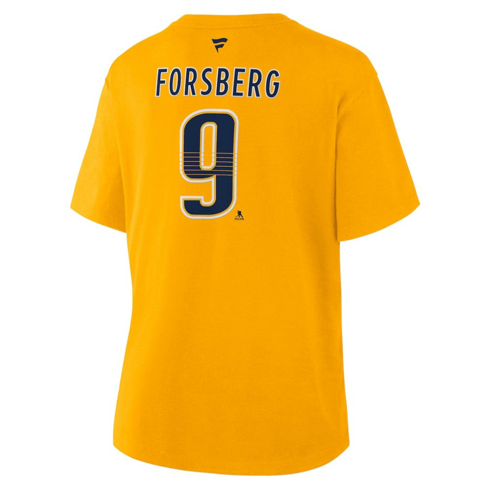 Filip Forsberg Nashville Predators Fanatics Women's Authentic Stack Name & Number T-Shirt - Gold T-shirts
