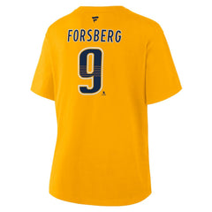 Filip Forsberg Nashville Predators Fanatics Women's Authentic Stack Name & Number T-Shirt - Gold T-shirts