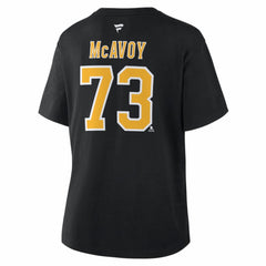 Charlie McAvoy Boston Bruins Fanatics Women's Authentic Stack Name & Number T-Shirt - Black T-shirts