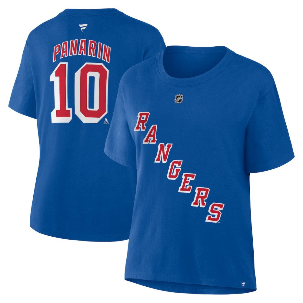 Artemi Panarin New York Rangers Fanatics Women's Authentic Stack Name & Number T-Shirt - Blue T-shirts