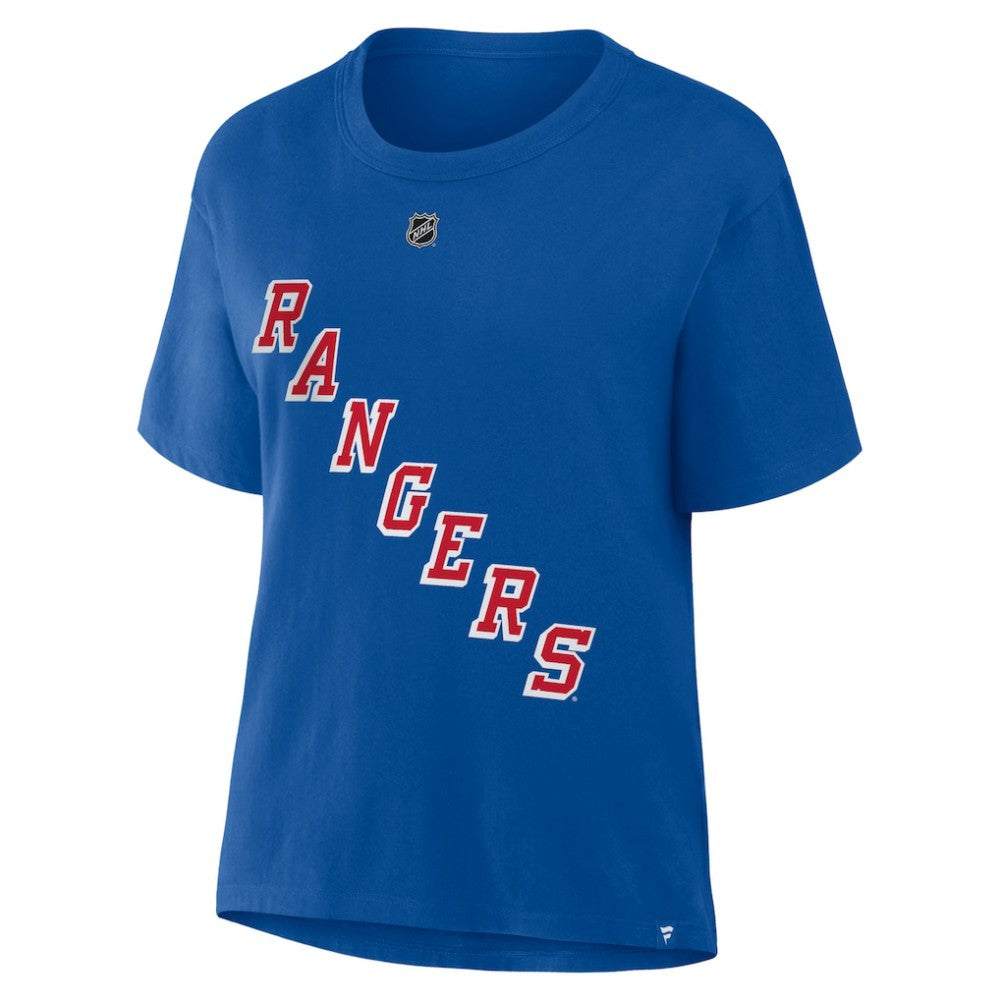 Artemi Panarin New York Rangers Fanatics Women's Authentic Stack Name & Number T-Shirt - Blue T-shirts