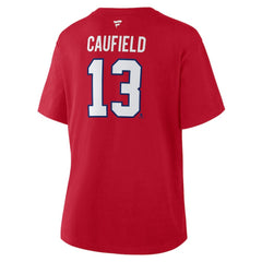 Cole Caufield Montreal Canadiens Fanatics Women's Authentic Stack Name & Number T-Shirt - Red T-shirts