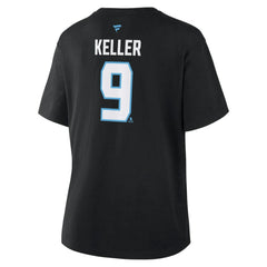 Clayton Keller Utah Mammoth Fanatics Women's Authentic Stack Name & Number T-Shirt - Black T-shirts