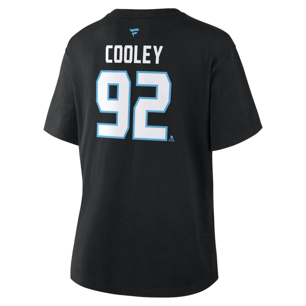 Logan Cooley Utah Mammoth Fanatics Women's Authentic Stack Name & Number T-Shirt - Black T-shirts