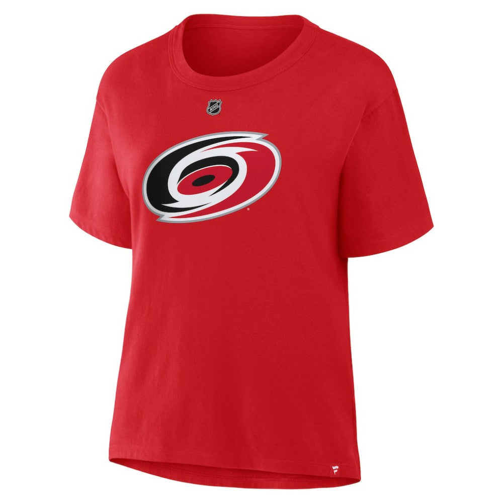 Sebastian Aho Carolina Hurricanes Fanatics Women's Authentic Stack Name & Number T-Shirt - Red T-shirts