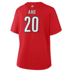 Sebastian Aho Carolina Hurricanes Fanatics Women's Authentic Stack Name & Number T-Shirt - Red T-shirts
