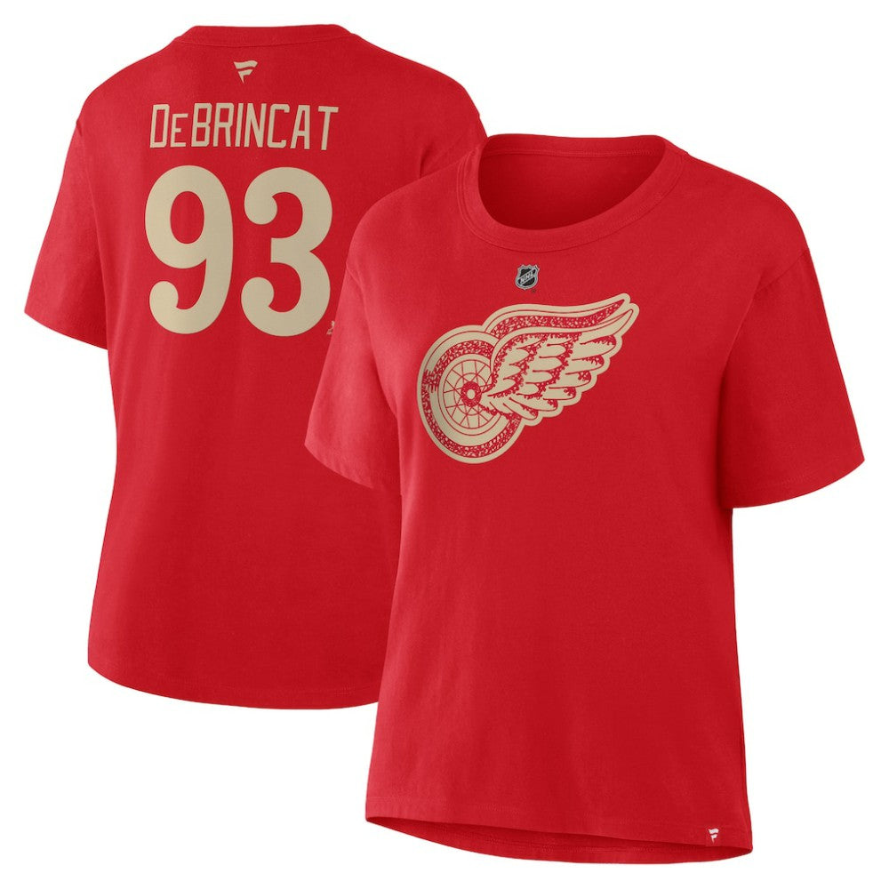 Alex DeBrincat Detroit Red Wings Fanatics Women's Authentic Stack Name & Number T-Shirt - Red T-shirts