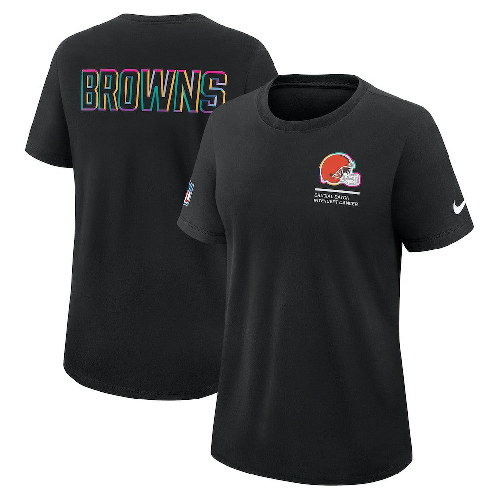 Cleveland Browns Women's 2025 NFL Crucial Catch Tri-Blend Dri-FIT T-Shirt - Black on sale