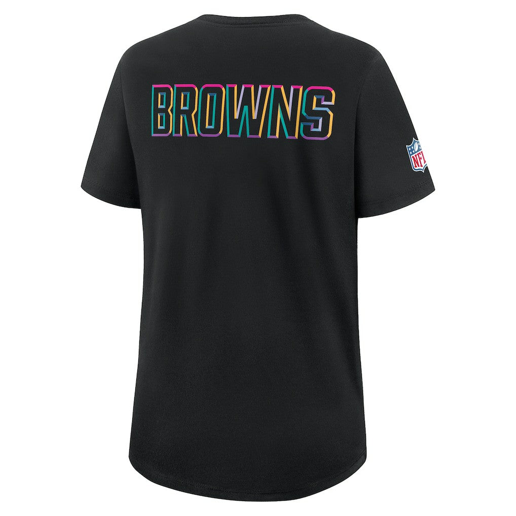 Cleveland Browns Women's 2025 NFL Crucial Catch Tri-Blend Dri-FIT T-Shirt - Black on sale