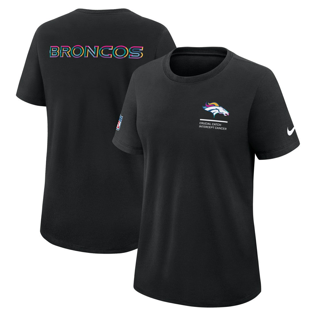 Denver Broncos Women's 2025 NFL Crucial Catch Tri-Blend Dri-FIT T-Shirt - Black on sale