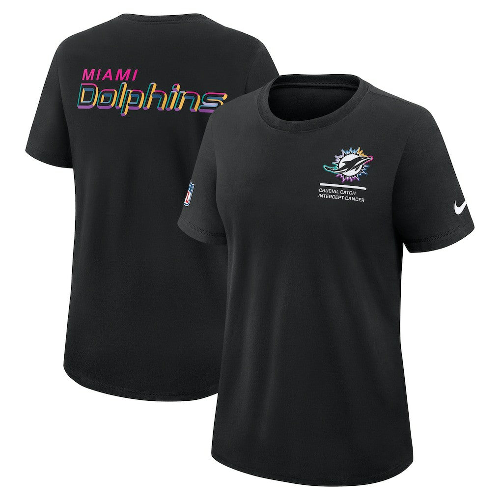 Miami Dolphins Women's 2025 NFL Crucial Catch Tri-Blend Dri-FIT T-Shirt - Black sale