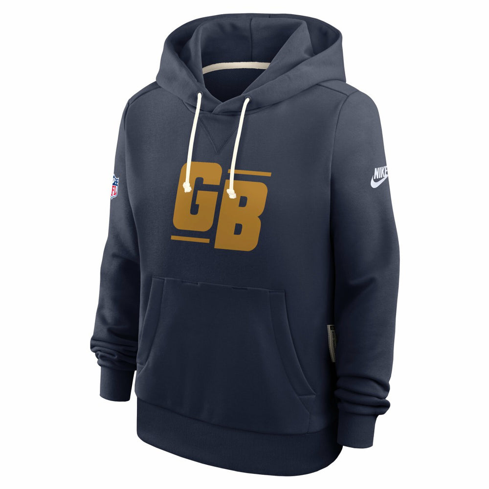 Green Bay Packers Women's Sideline Standard Issue Dri-FIT Hoodie - Navy for sale