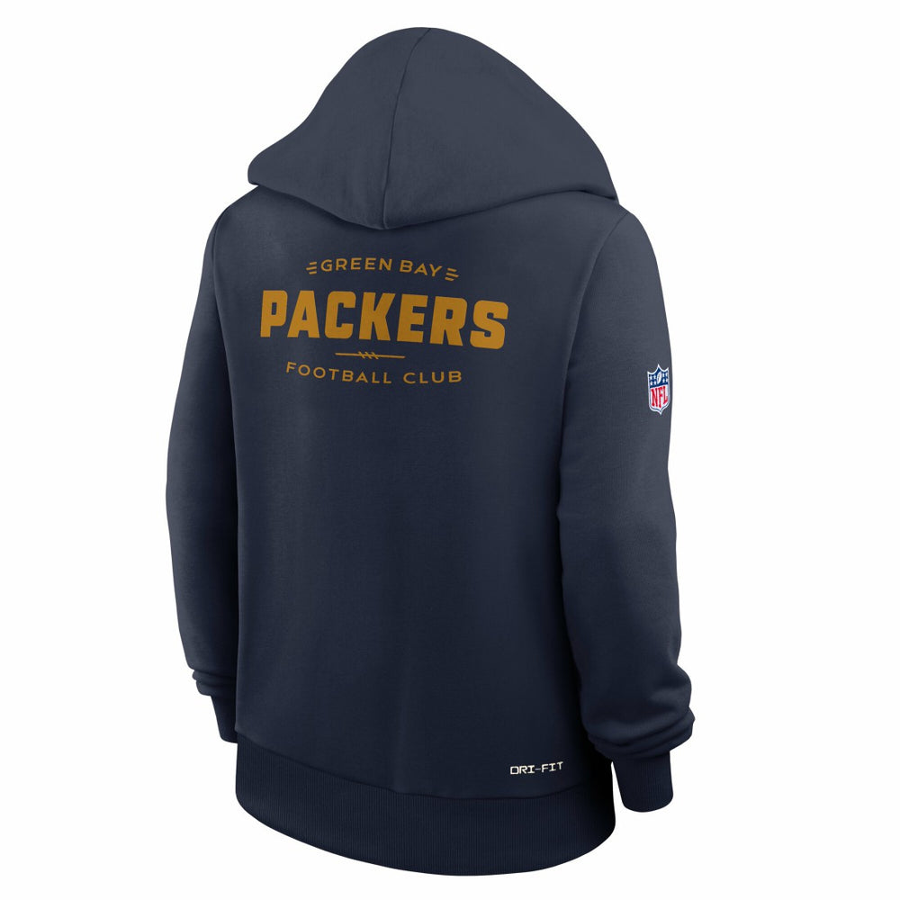 Green Bay Packers Women's Sideline Standard Issue Dri-FIT Hoodie - Navy for sale