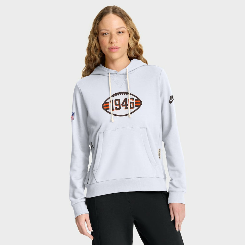 Cleveland Browns Women's Throwback Sideline Standard Issue Dri-FIT Hoodie - White for sale
