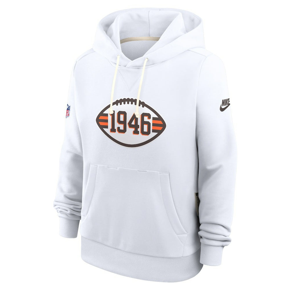 Cleveland Browns Women's Throwback Sideline Standard Issue Dri-FIT Hoodie - White for sale