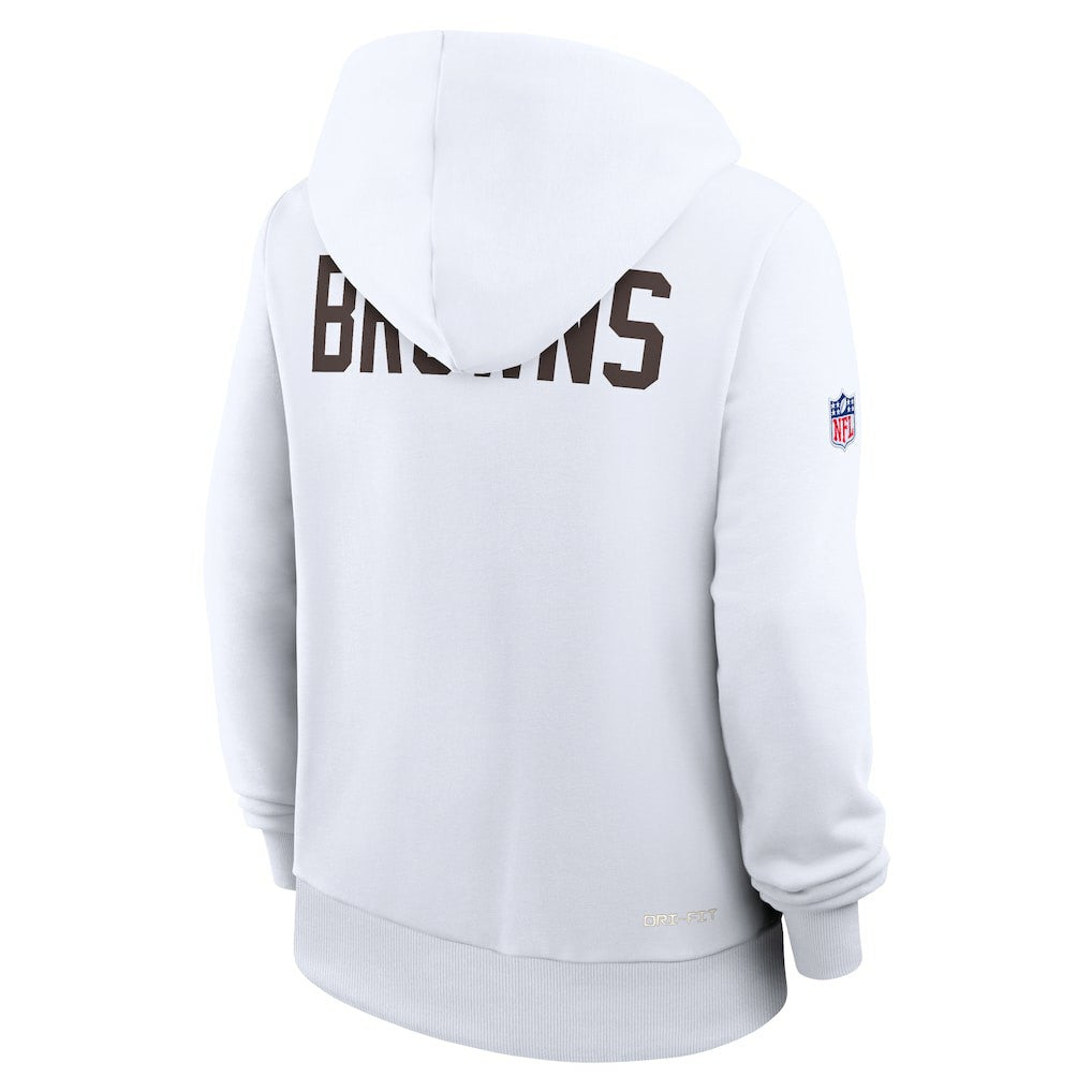 Cleveland Browns Women's Throwback Sideline Standard Issue Dri-FIT Hoodie - White for sale