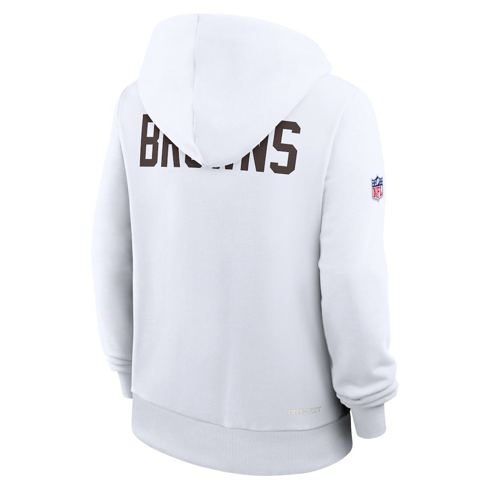 Cleveland Browns Women's Throwback Sideline Standard Issue Dri-FIT Hoodie - White for sale