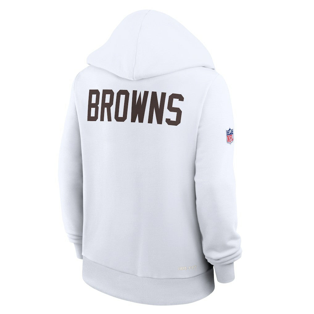 Cleveland Browns Women's Throwback Sideline Standard Issue Dri-FIT Hoodie - White for sale