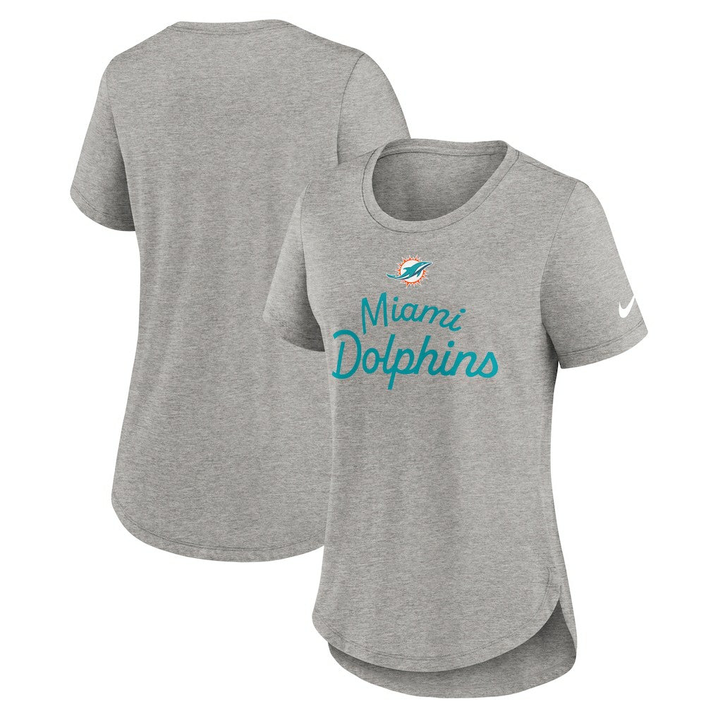 Miami Dolphins Women's Script Tri-Blend T-Shirt - Gray discount
