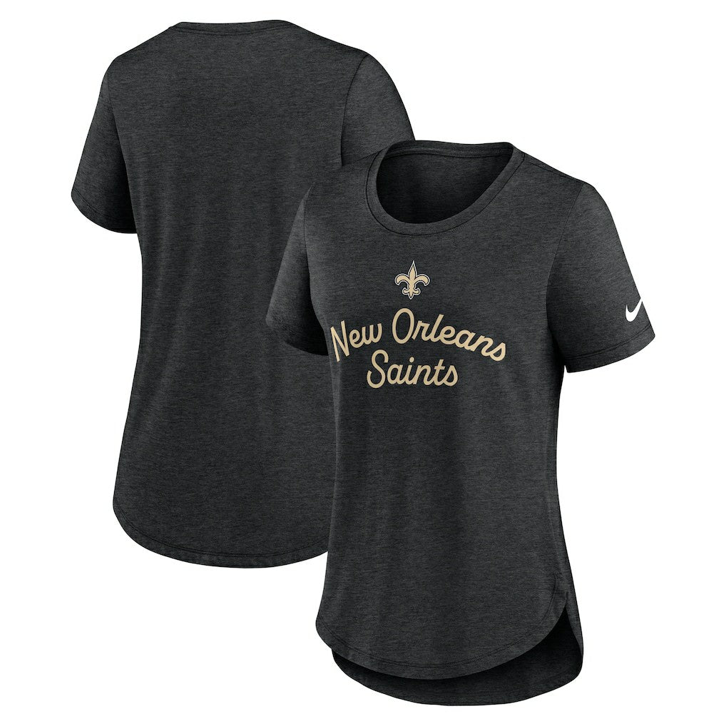 New Orleans Saints Women's Script Tri-Blend T-Shirt - Black on sale
