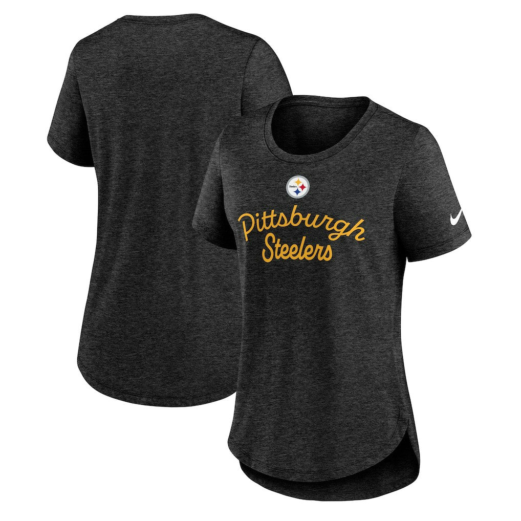 Pittsburgh Steelers Women's Script Tri-Blend T-Shirt - Black outlet