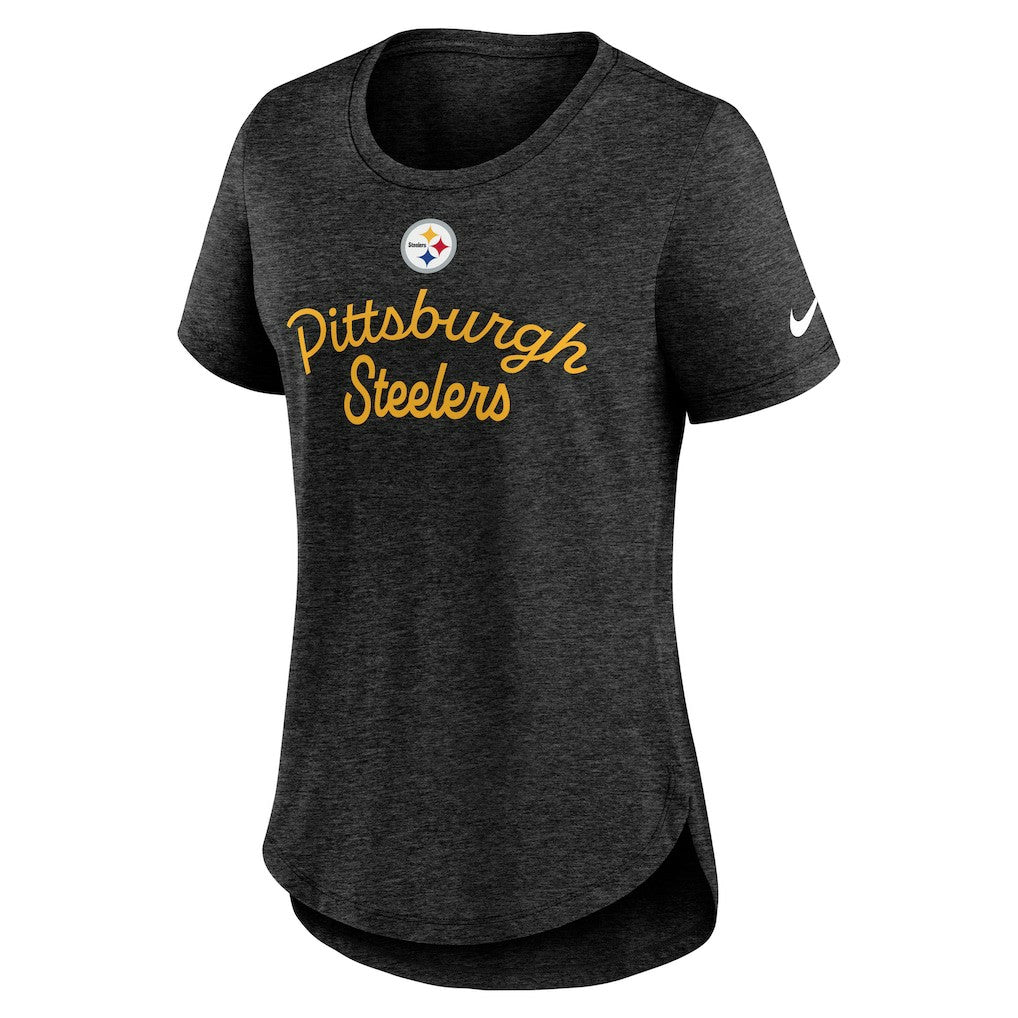 Pittsburgh Steelers Women's Script Tri-Blend T-Shirt - Black outlet