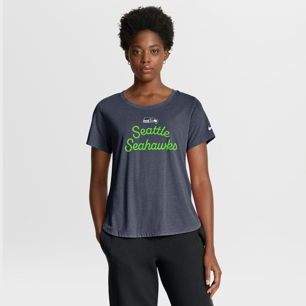 Seattle Seahawks Women's Script Tri-Blend T-Shirt - College Navy online