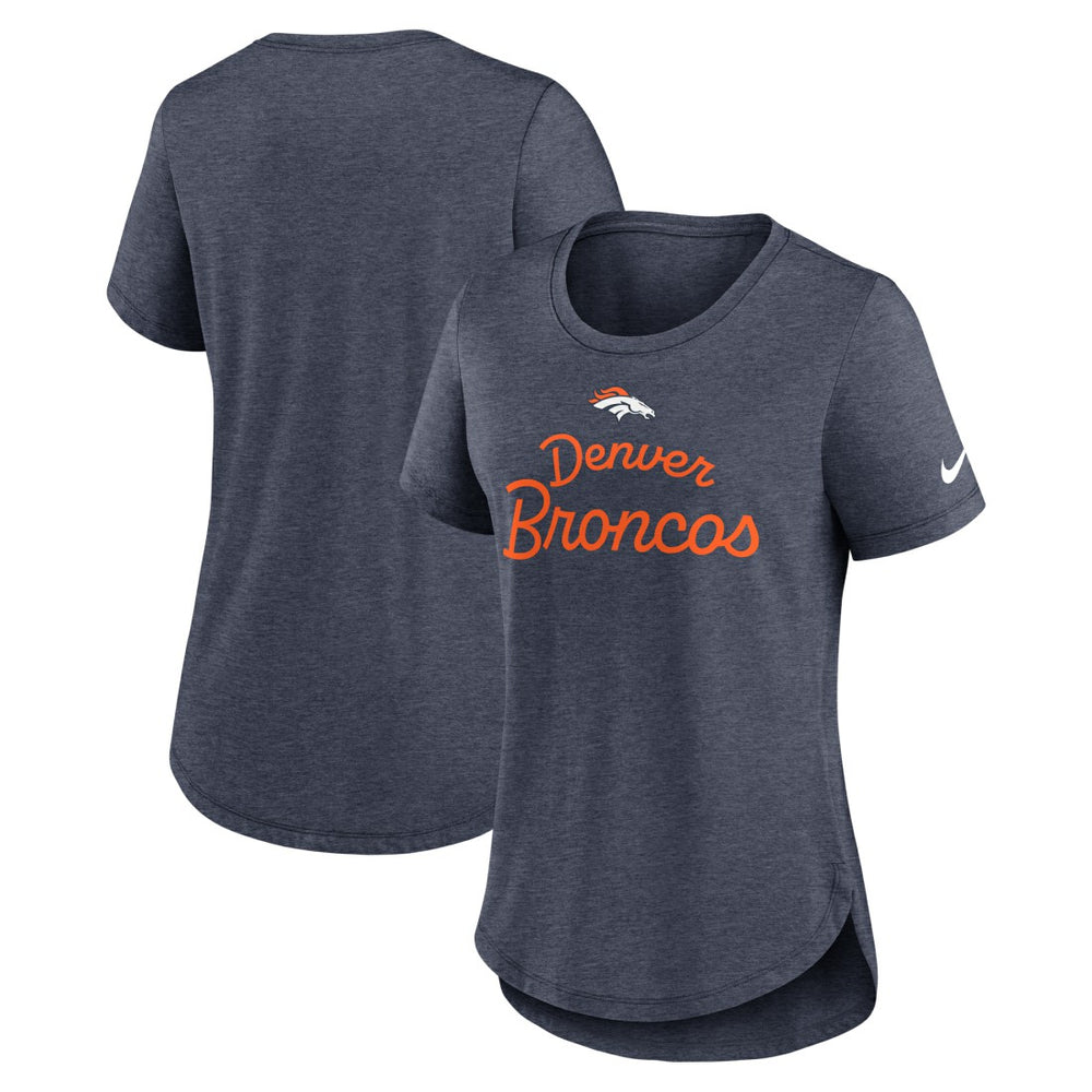 Denver Broncos Women's Script Tri-Blend T-Shirt - Navy online
