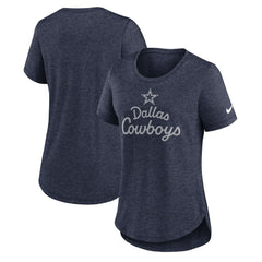 Dallas Cowboys Women's Script Tri-Blend T-Shirt - Heather Navy sale