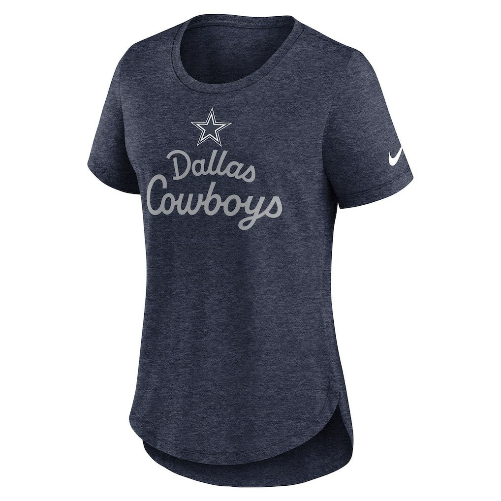 Dallas Cowboys Women's Script Tri-Blend T-Shirt - Heather Navy sale