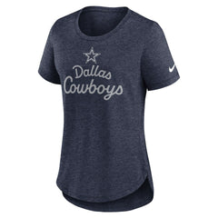 Dallas Cowboys Women's Script Tri-Blend T-Shirt - Heather Navy sale
